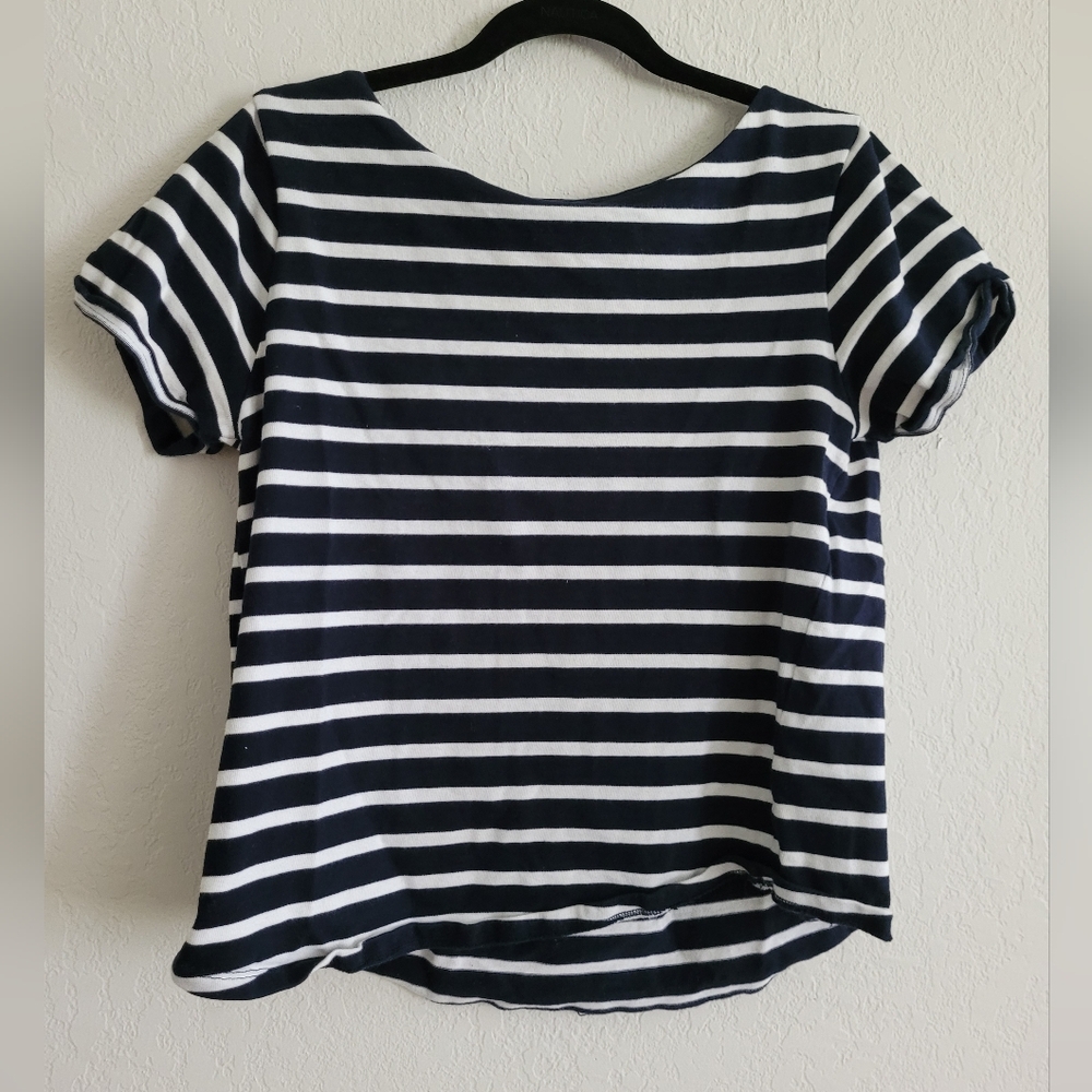 Seed heritage navy and white striped tie back top | size M